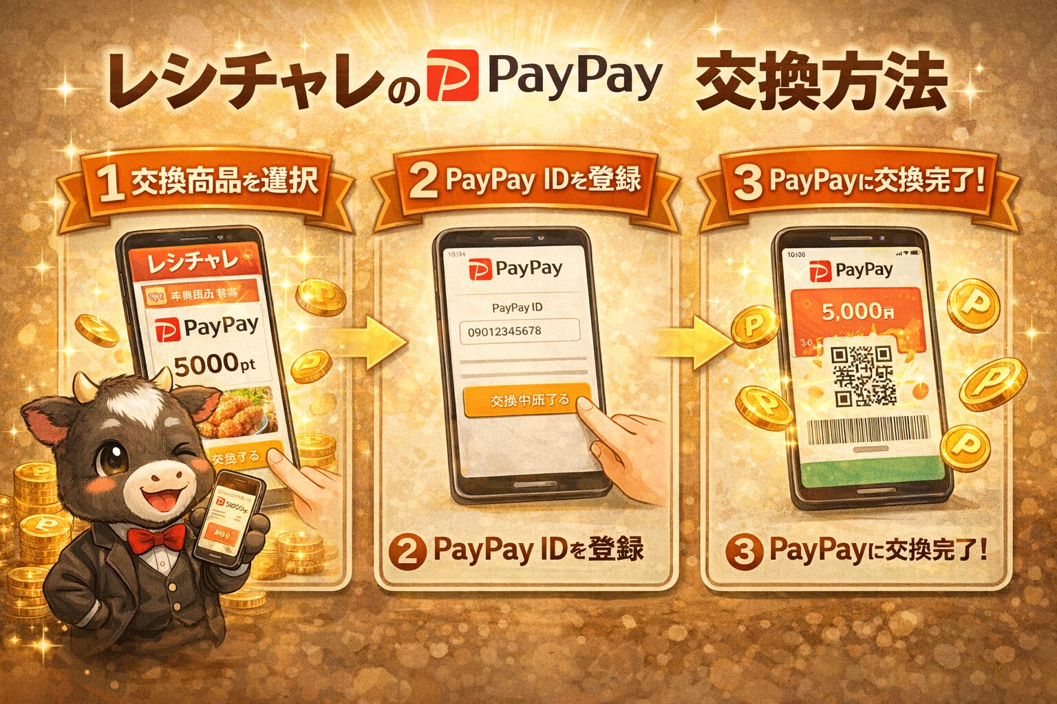 レシチャレのPayPay交換方法、反映できない、交換できない