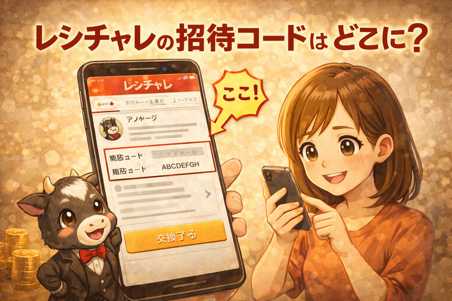 レシチャレの招待コードはどこ